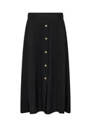 Cath 9 Front Button Skirt - Black