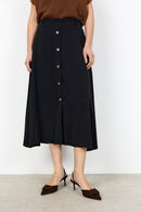 Cath 9 Front Button Skirt - Black