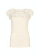 Ryan 5 Broderie Top T-Shirt - Cream