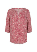 Molly 3/4Sleeve Print Blouse - Berry