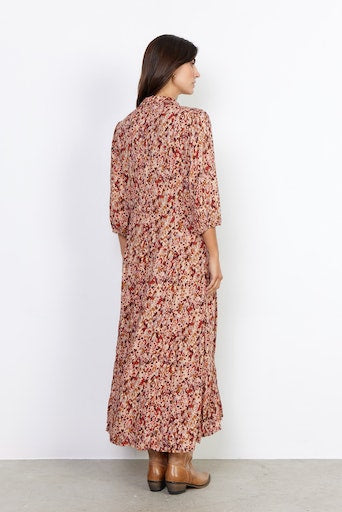 Minea 3/4Sleeve Print Dress - Berry