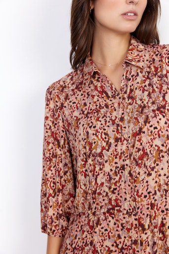 Minea 3/4Sleeve Print Dress - Berry