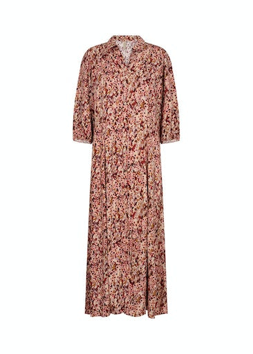 Minea 3/4Sleeve Print Dress - Berry