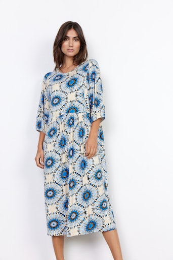 Marica All Over Print Dress - Bright Blue