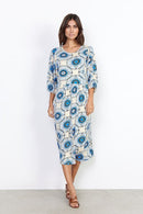 Marica All Over Print Dress - Bright Blue