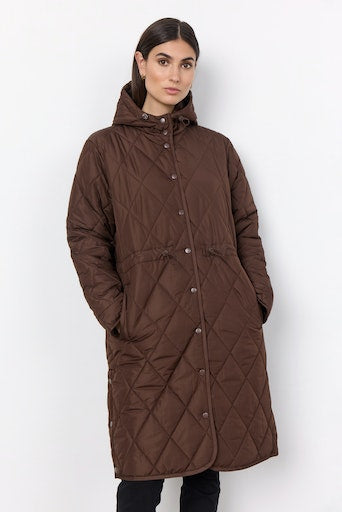 Fenya Hooded Quilted Jacket - Coffee