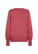 Dollie Balloon Sleeve V Neck Jumper - Berry Melange