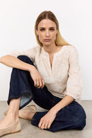 Silva 1 Split Neck Blouse - Cream