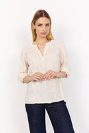 Silva 1 Split Neck Blouse - Cream