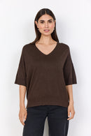 Dollie 790 V Neck Jumper - Hot Fudge Melange