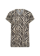 Aretha 42 Graphic Print Tee - Black Combi