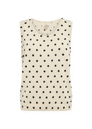 Gea 1 Dot Sleeveless Top - Cream Combi