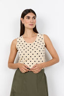 Gea 1 Dot Sleeveless Top - Cream Combi