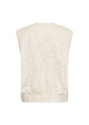 Gerda1 Floral Embroidered Waistcoat - Cream