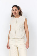 Gerda1 Floral Embroidered Waistcoat - Cream