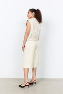 Gerda1 Floral Embroidered Waistcoat - Cream