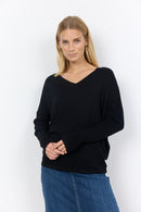 Dollie V Neck Jumper - Black
