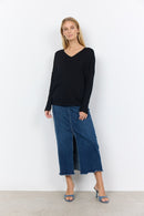 Dollie V Neck Jumper - Black