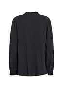 Radia Button Planket Blouse - Black