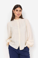 Orit 2 Ruffle Neck Blouse - Cream Combi