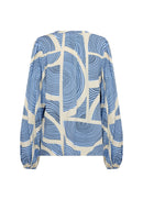Olivera1 Split Neck Blouse - Air Blue Combi