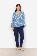 Olivera1 Split Neck Blouse - Air Blue Combi