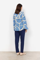 Olivera1 Split Neck Blouse - Air Blue Combi