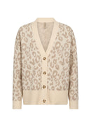 Ine 4 Leopard Print Cardigan - Cream Melange