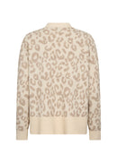 Ine 4 Leopard Print Cardigan - Cream Melange