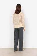 Ine 4 Leopard Print Cardigan - Cream Melange