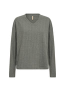 Isel 6 V Neck Top - Misty Melange