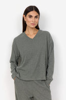 Isel 6 V Neck Top - Misty Melange