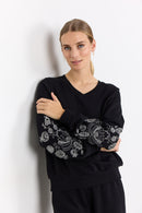 Odette 2 Emb Sleeves Jumper - Black