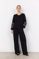 Odette 2 Emb Sleeves Jumper - Black
