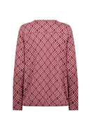 Felicity530 Geo Print Blouse - Dark Red Combi