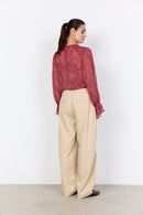 Bebbie 2 Leaf Print Shirt - Dark Red Combi