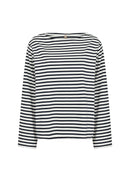 Bri 1 Stripe Boat Neck Shirt - Navy Combi