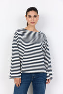 Bri 1 Stripe Boat Neck Shirt - Navy Combi