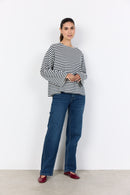 Bri 1 Stripe Boat Neck Shirt - Navy Combi