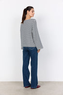Bri 1 Stripe Boat Neck Shirt - Navy Combi