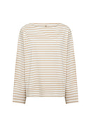 Bri 1 Stripe Boat Neck Shirt - Sand Combi