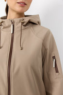 Julla 11 Long Hooded Jacket - Camel