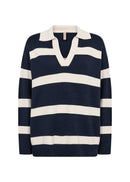 Kanita Stripe Collar Jumper - Navy Melange Combi