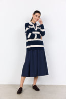 Kanita Stripe Collar Jumper - Navy Melange Combi