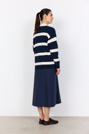 Kanita Stripe Collar Jumper - Navy Melange Combi