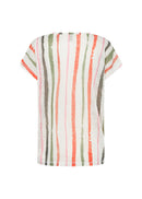 Aretha 36 Round Neck Stripe T-Shirt - Dusty Clay Combi