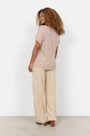 Dorella 1 Split Neck Print Blouse - Dusty Clay Combi