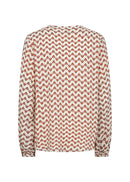 Dorella 2 Split Neck Print Blouse - Dusty Clay Combi