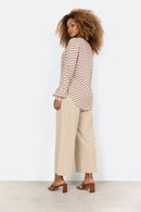 Dorella 2 Split Neck Print Blouse - Dusty Clay Combi