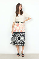 Dinna 2 A Line Print Skirt - Dusty Clay Combi
